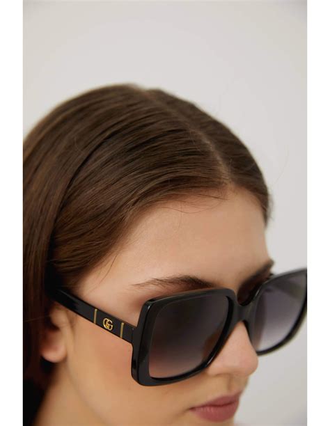 gucci squared femenine black sunglasses|gucci women's oversized square sunglasses.